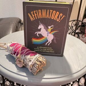 Affirmators! Original: 50 Affirmation Cards Deck and Rose white fairy sage